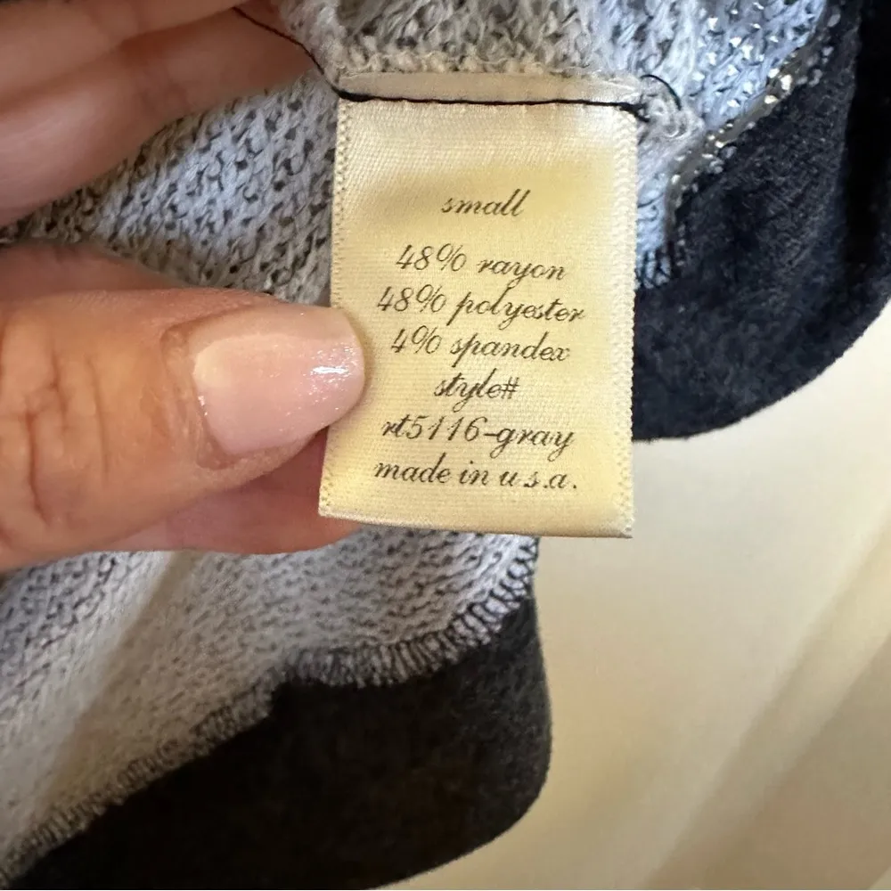 ❤️Alya Knitted Bling Gray Bead Sweater Top Small CLEARANCE - Image 5