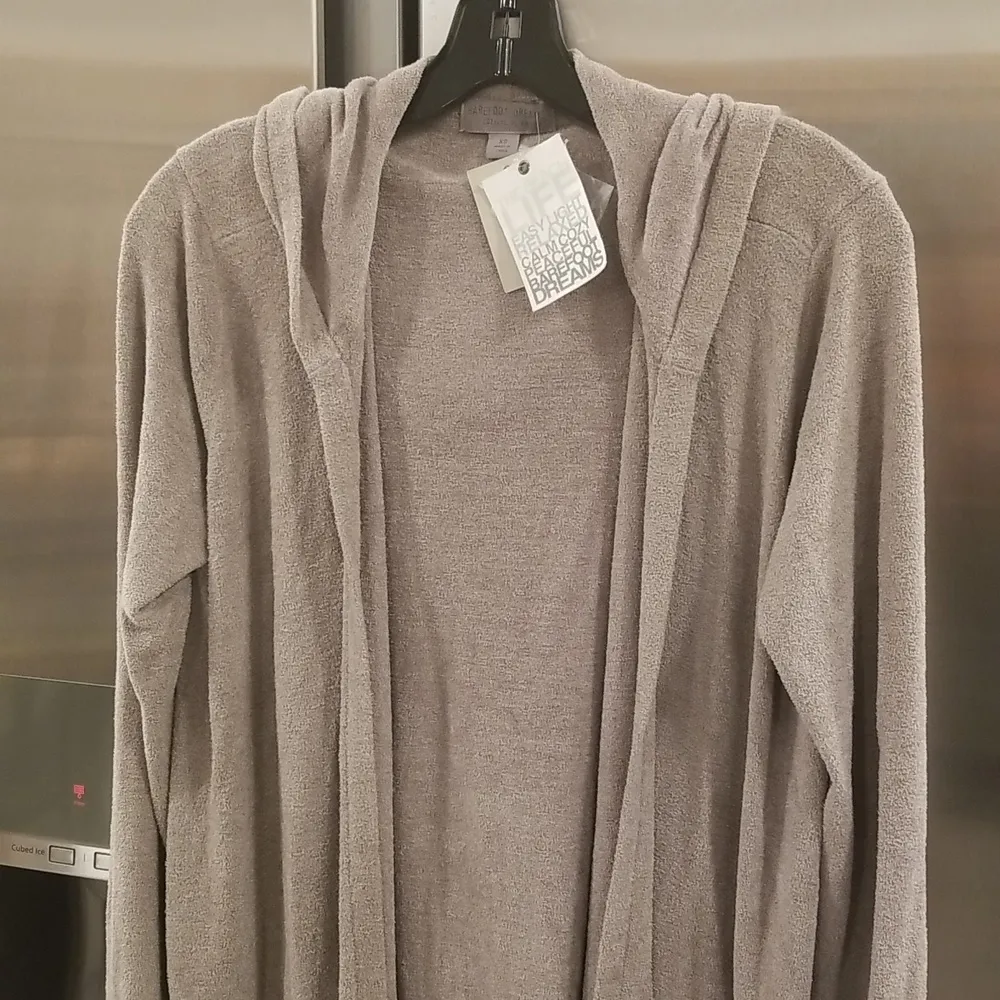 đź’•BAREFOOT DREAMSđź’• CozyChic Lite Seashore Hooded Cardigan ~ Pewter Grey XS NWT - Image 7