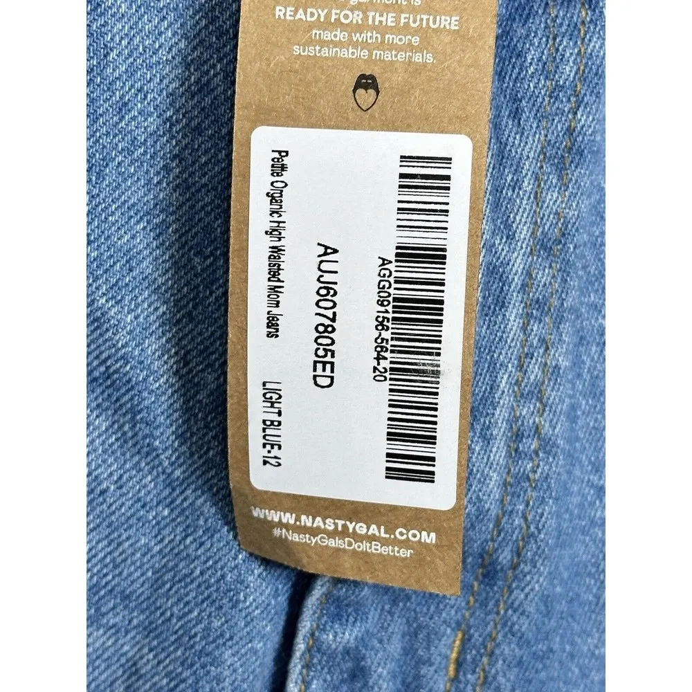 Nasty Gal NWT  Petite Organic Cotton High Waisted Mom Jeans US Size 8 Light Blue - Image 4