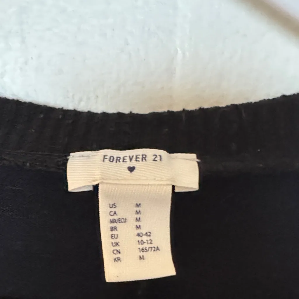 Forever 21 Black Button Up Pajamas Size M - Image 2