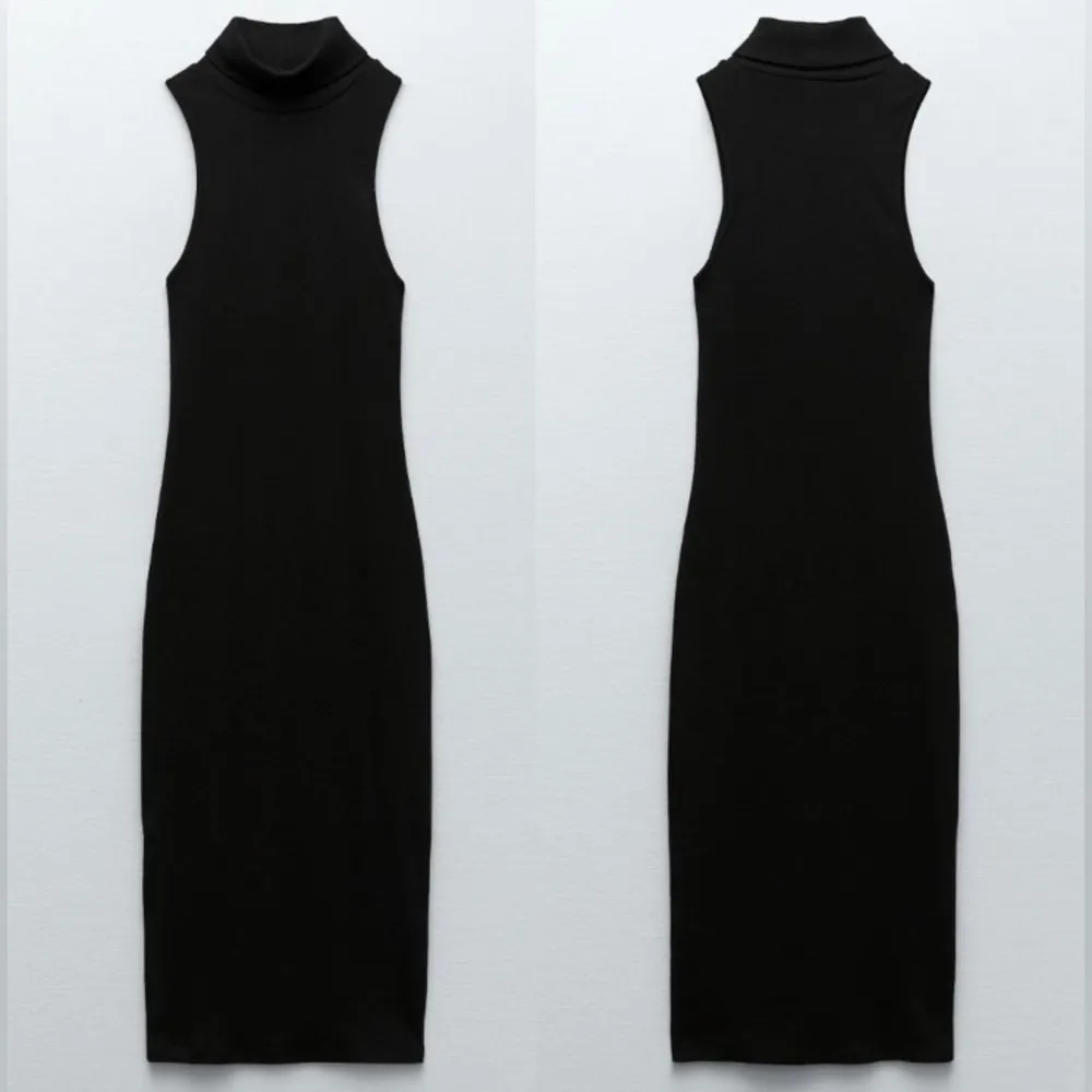 NEW ZARA Ribbed Sleeveless Turtleneck Midi Dress in Black SZ S - Image 8
