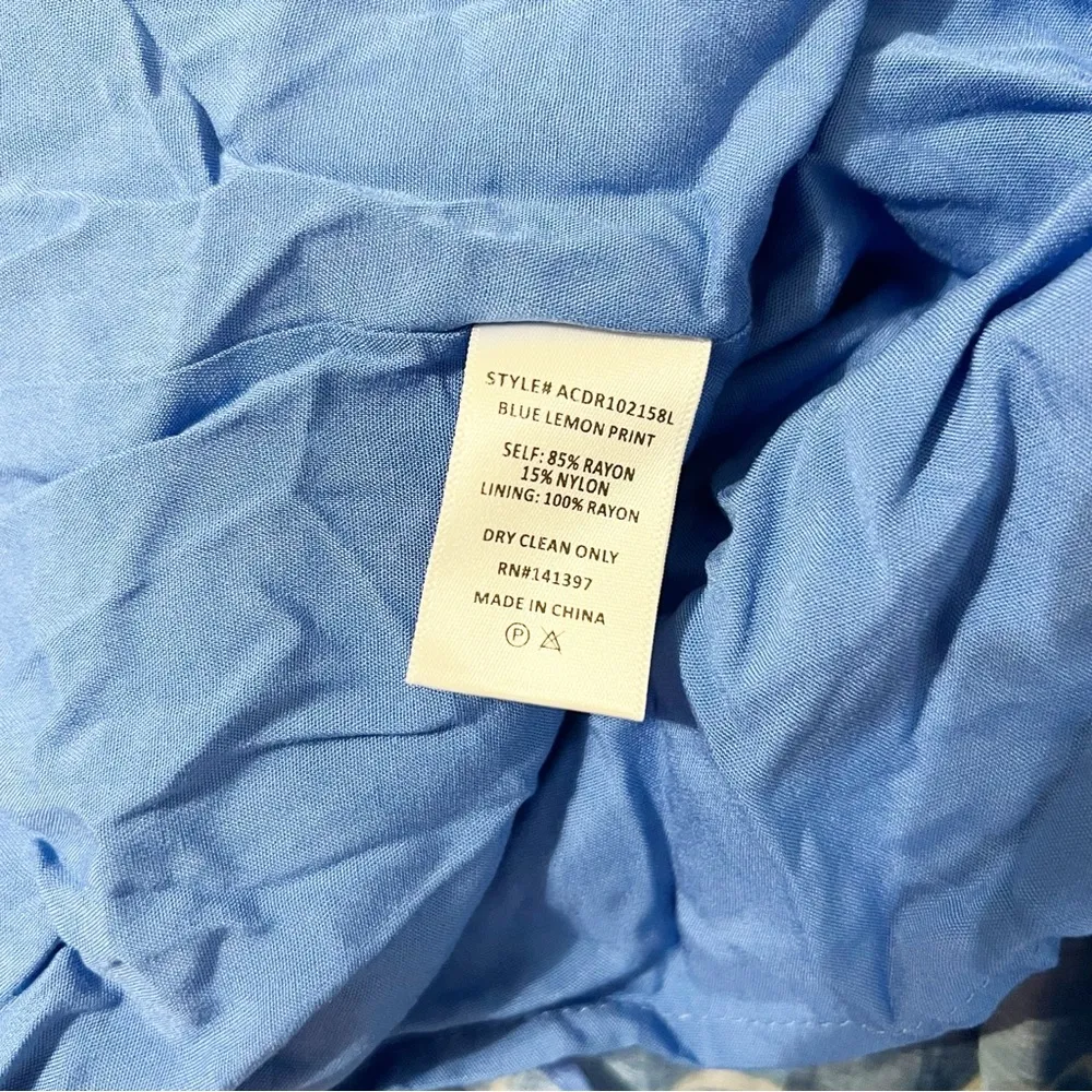NEW ASTR Cassini Tiered Maxi Dress Blue Lemon Print Size Small S - Image 5
