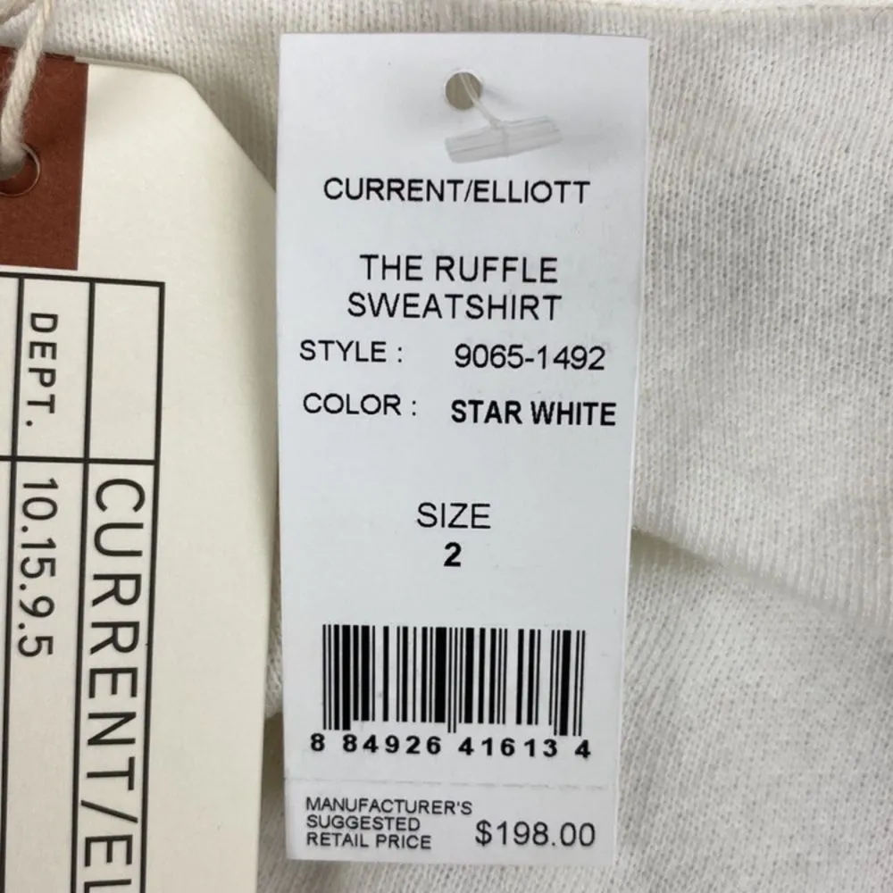 Current Elliot White The Ruffle Shoulder Long Sleeve Sweatshirt 2 S New - Image 12