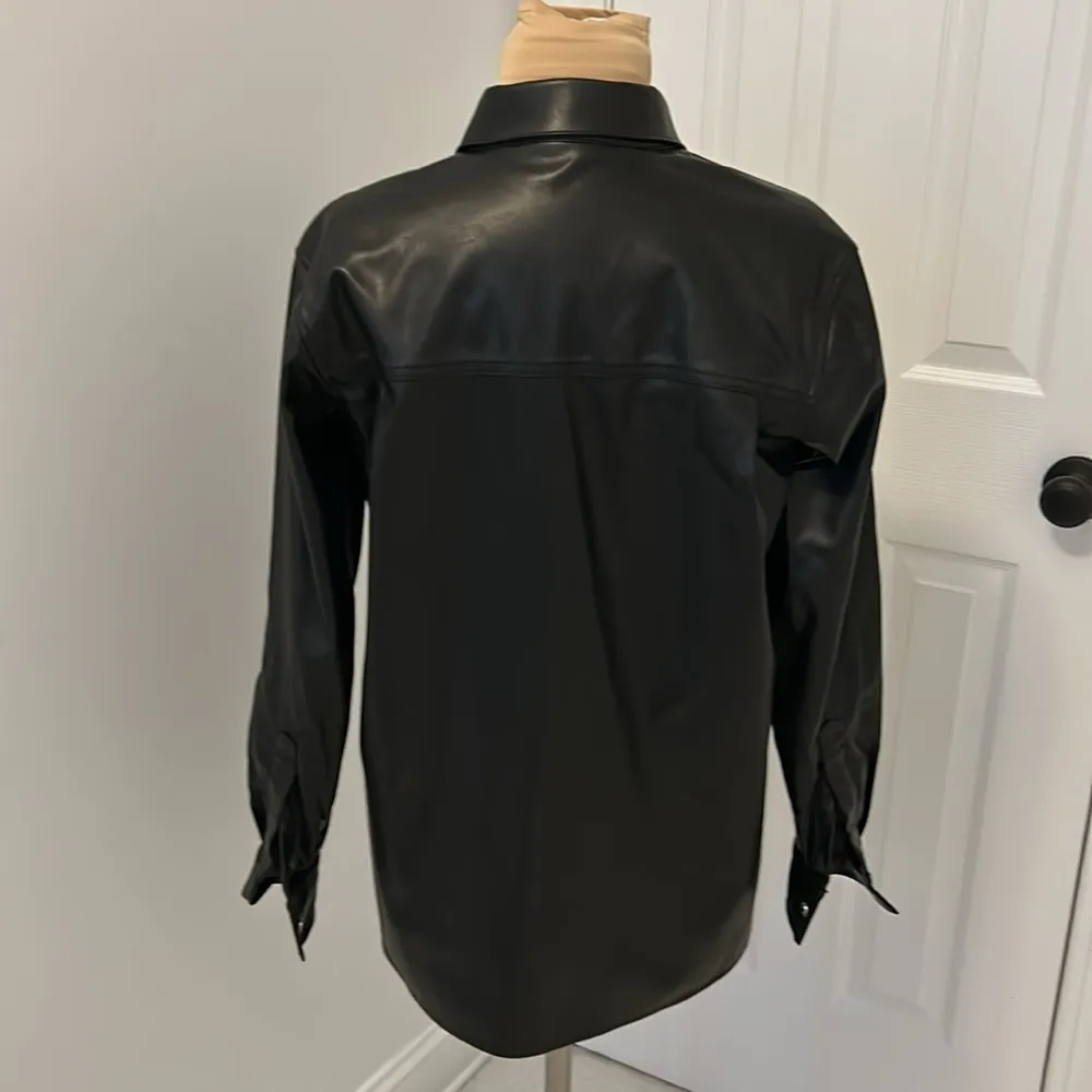 WeWoreWhat Black Faux Leather Boyfriend Shirt - Image 5