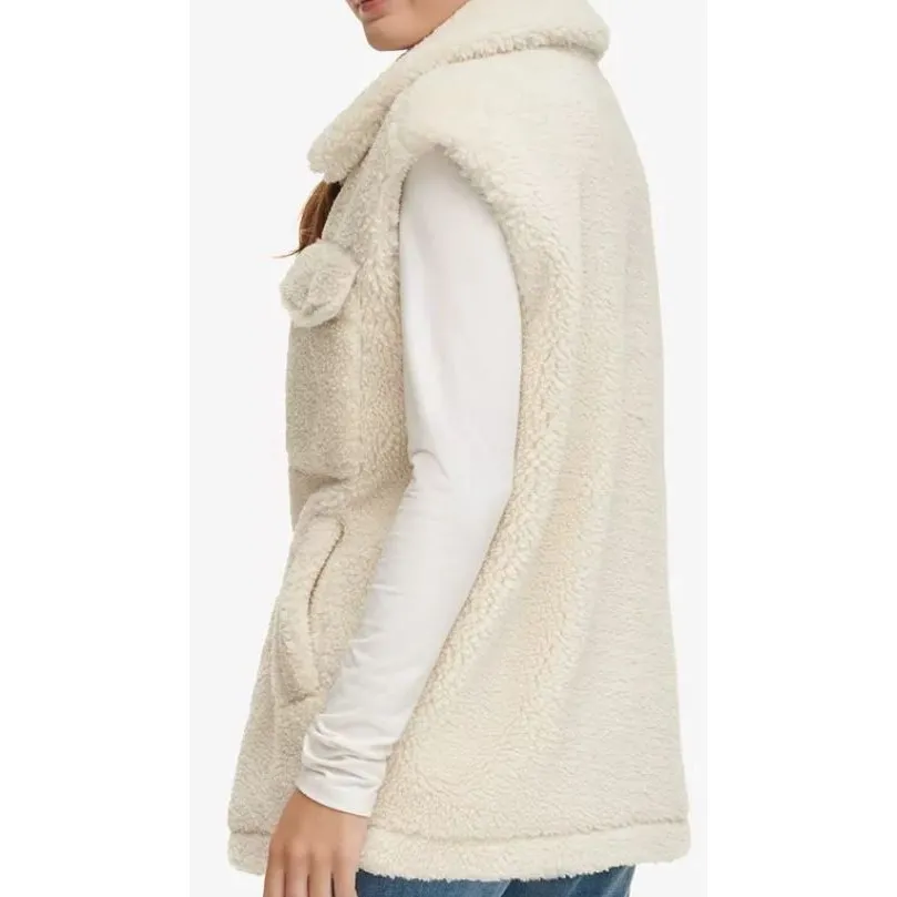 Calvin Klein Jeans Women's Snap-Front Shirt-Style Sherpa Vest – Chalk – NWT - Image 2