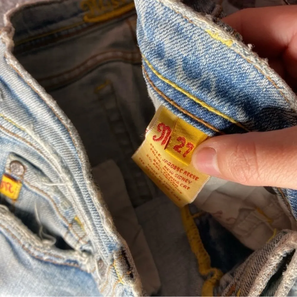 Y2K Miss me light blue jeans with jewels on the back and embroidery ( 27 - Image 3