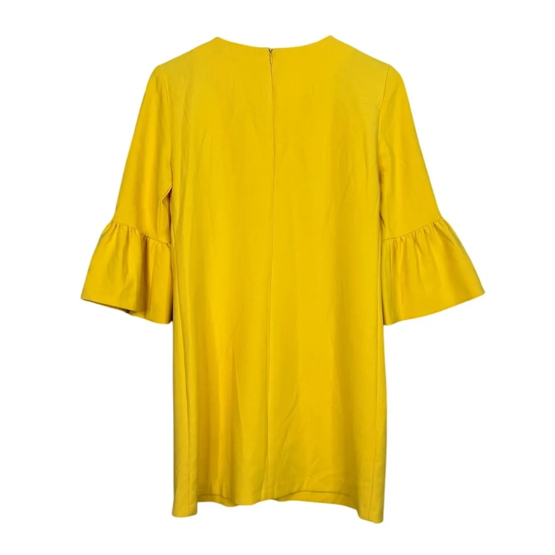 Zara 3/4 Bell Sleeves Stretchy Shift Mini Dress Back Zip Up Lagenlook S Yellow - Image 6