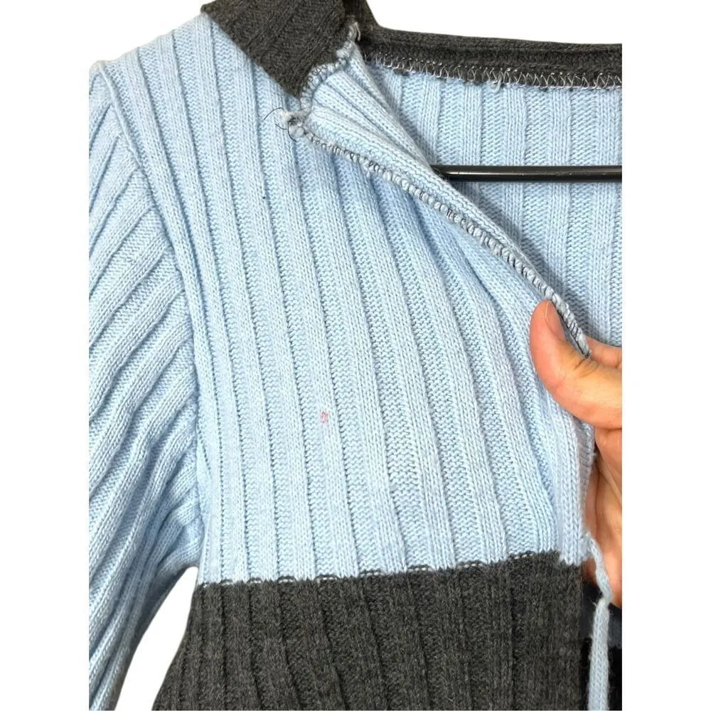Vintage smooches Y2K Blue Gray Chunky Knit Cardigan Sweater Size‎ M Size M - Image 9