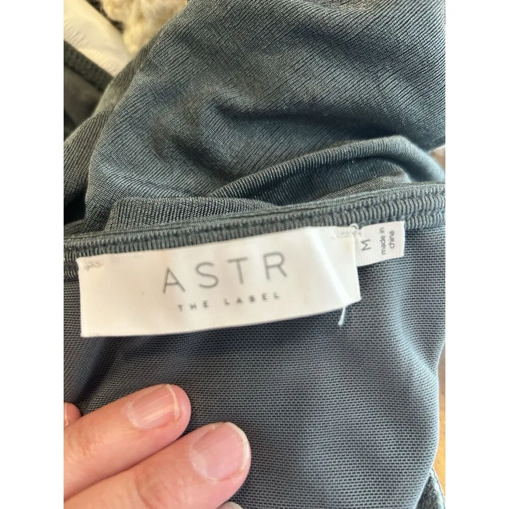 Astr the Label Bodysuit Women’s Size Medium High Neck Long Sleeve Open Back Teal Green - Image 2