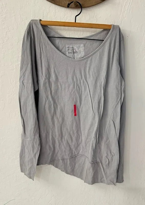 Frank & Eileen Gray Large Assymetrical Hem Line Lightweight Long Sleeve Cotton - Image 1