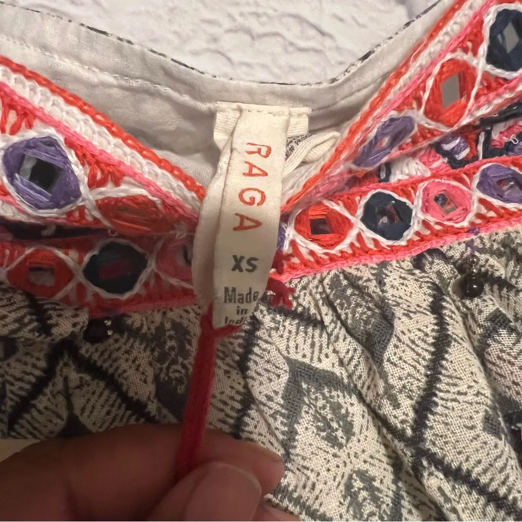 Raga Embroidered Mini Skirt Diamond Print‎ Tassel Detail XS - Image 2