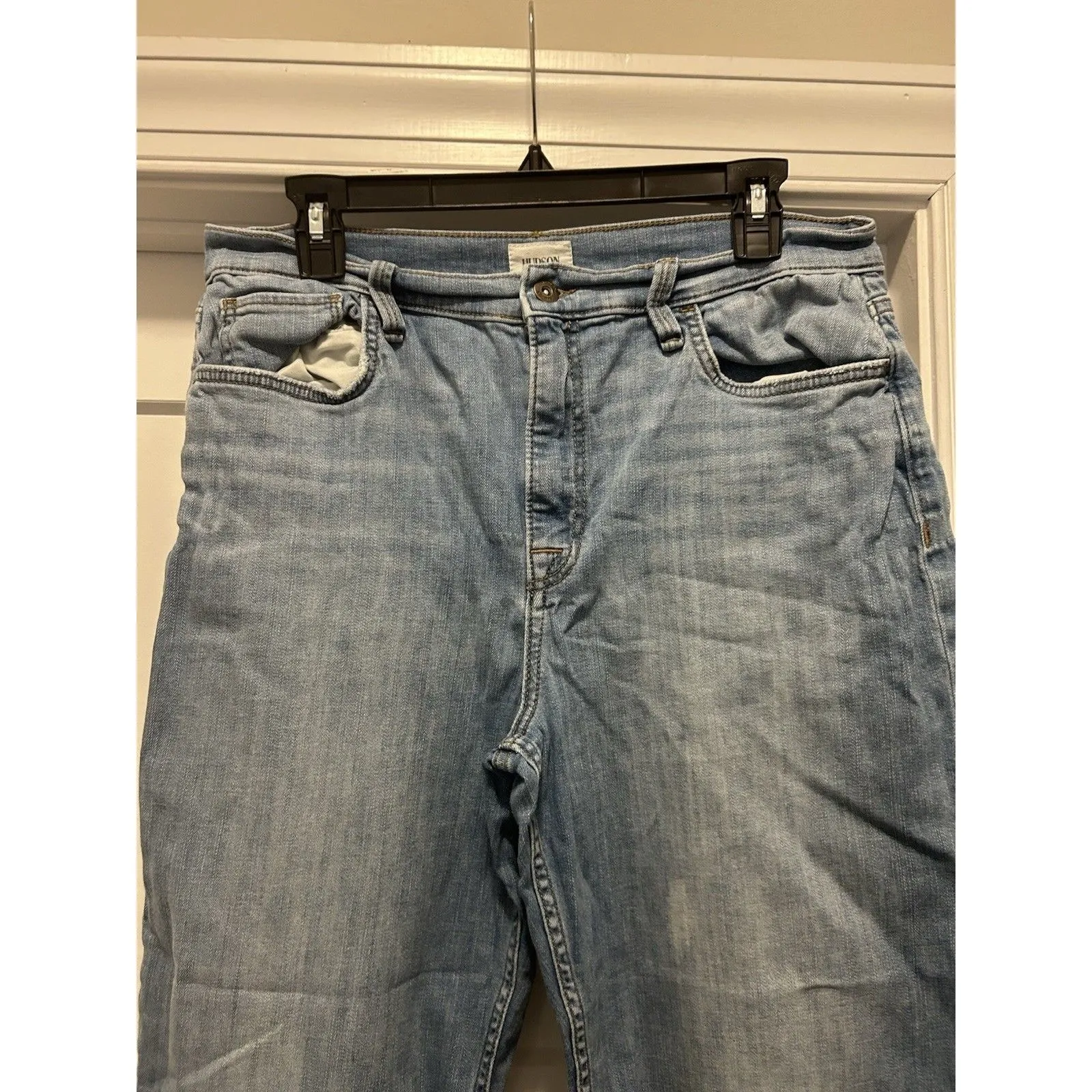 Hudson Noa Wide Leg Jeans Medium Wash Women's size 32 High Rise Stretchy Cropped - Image 2