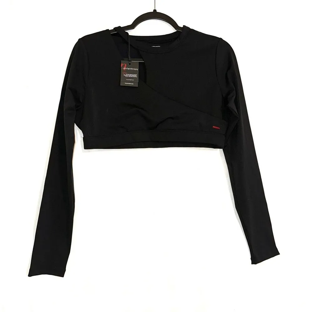 NWT n:Philanthropy Roxbury Cutout Black Long Sleeve Cropped Top XL - Image 3
