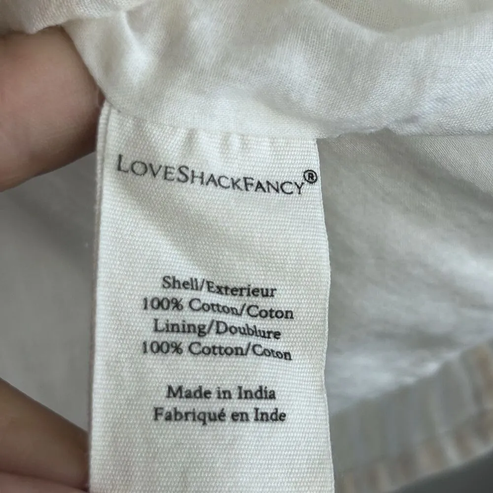 LOVESHACKFANCY Inez Dress Size Small Fawn White Striped Ruffle Hem Mini Cottage - Image 9