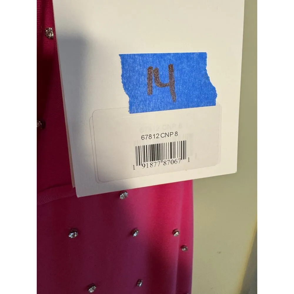 Mac Duggal NWT Rhinestone Embellished V-Neck Gown in Candy Pink Size 8 - Image 7