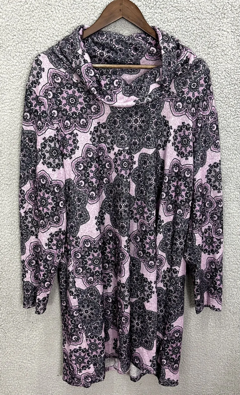 Ruby Rd Woman 1X Purple Black Cowl Neck Top Y2K Indie Sleaze Retro Boho Grunge - Image 1