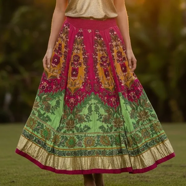 Soft Surroundings Bohemian Exotic Alfonso Del Mar Long Maxi Skirt Size Large - Image 12