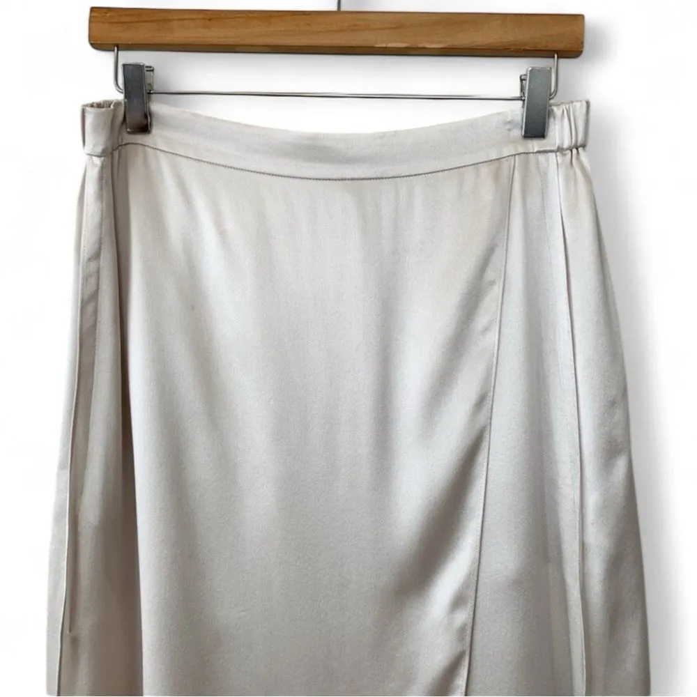 Vince Drape Panel Silk Midi Skirt in Sandstone Size M - Image 7