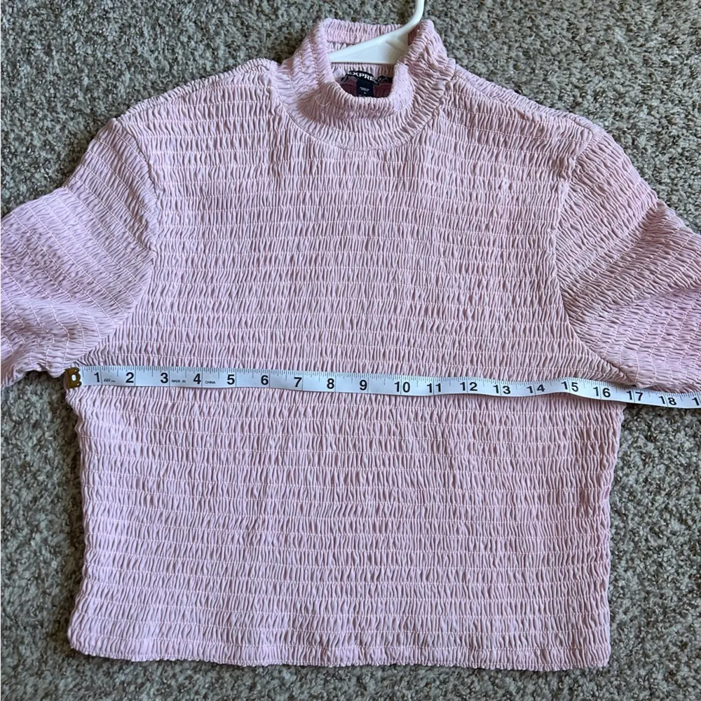 Express Pink Pastel Mockneck Crop Top Stretch Casual Barbie Barbiecore Large - Image 5