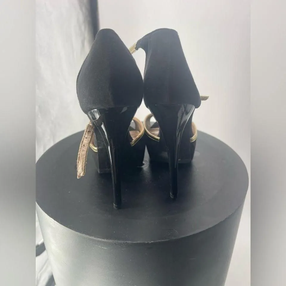 Quipid black‎ and gold size 81/2 pumps Bin 1 Black - Image 5