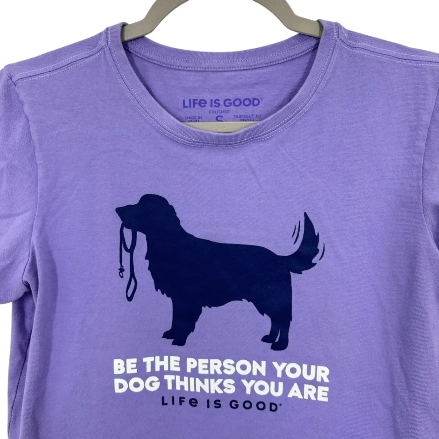 Life is Good Womens Purple Dog Leash Graphic T Shirt Crusher Tee Size Small - Image 8