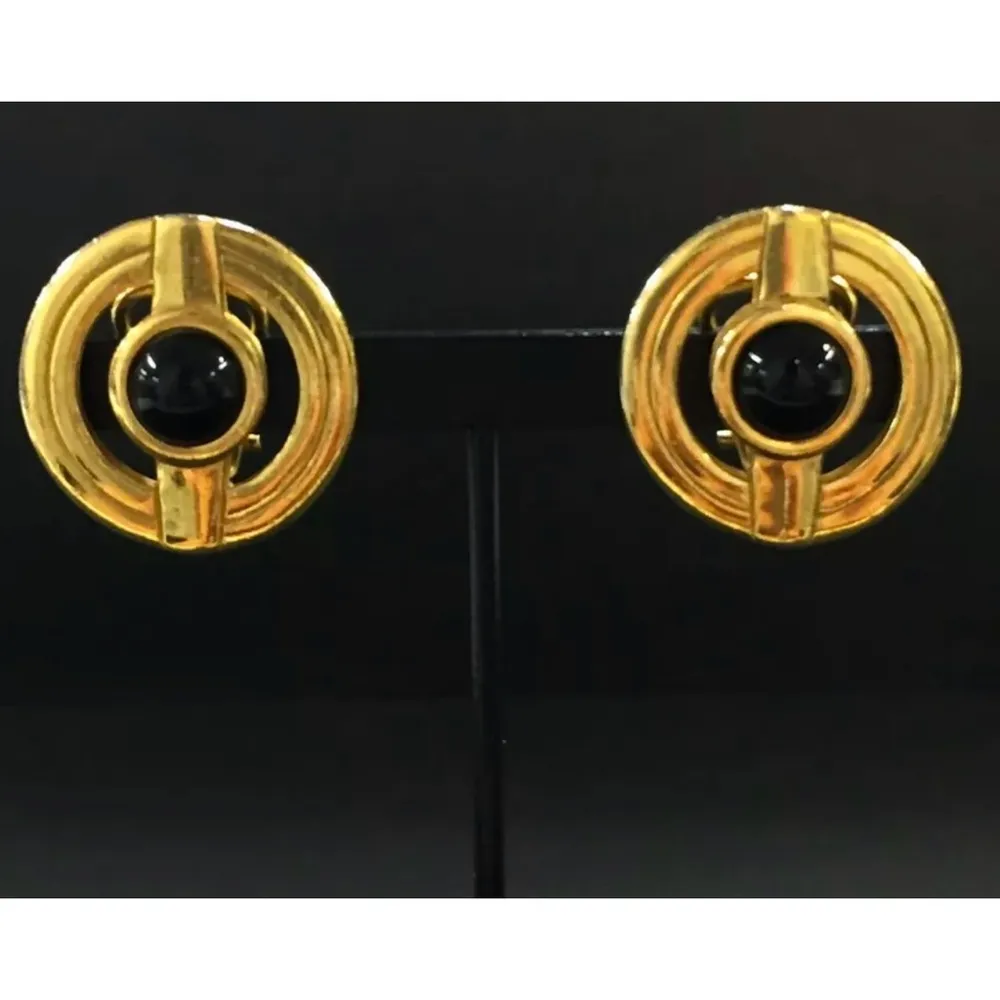 Givenchy gold and stone clip earrings - Image 6