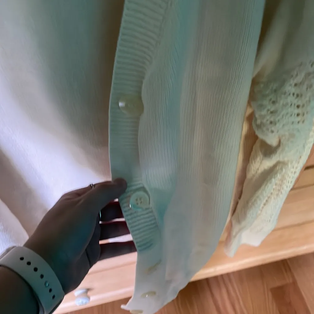 SUNDANCE Sweater Cardigan Knit Button Front Classic Casual Sweater Cream Small White Size L - Image 3