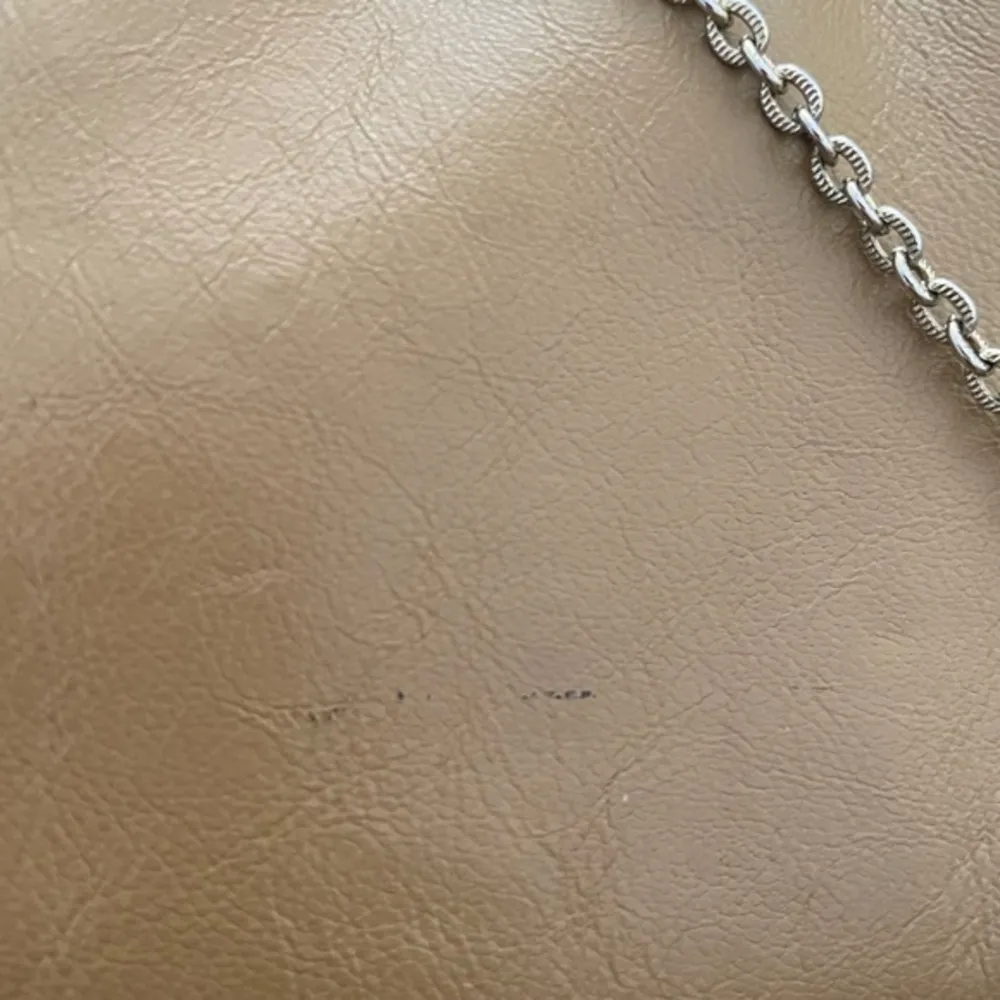 Midcentury Camel Leather Chain Strap Kisslock Purse Bag Tan - Image 8