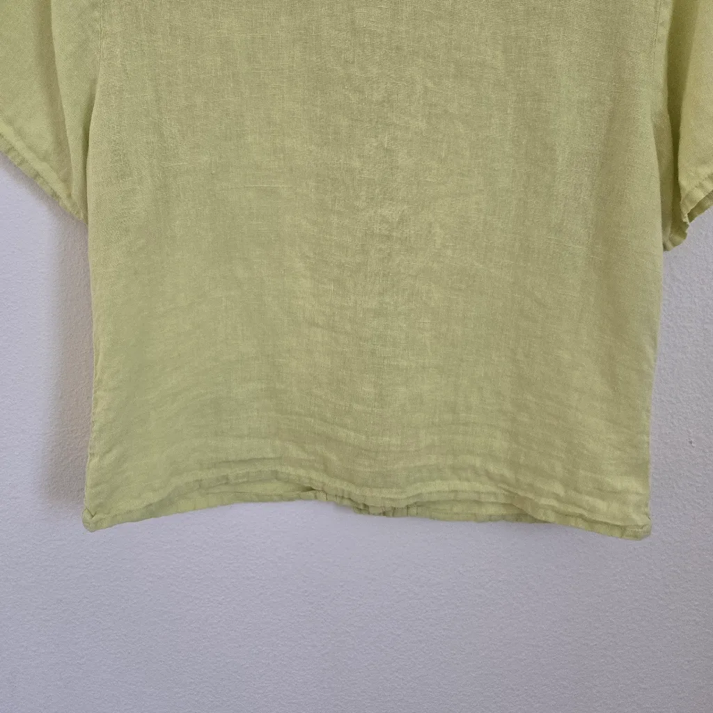 Flax Light Green 100% Linen Button Down Shirt Size Small boxy lightweight - Image 5