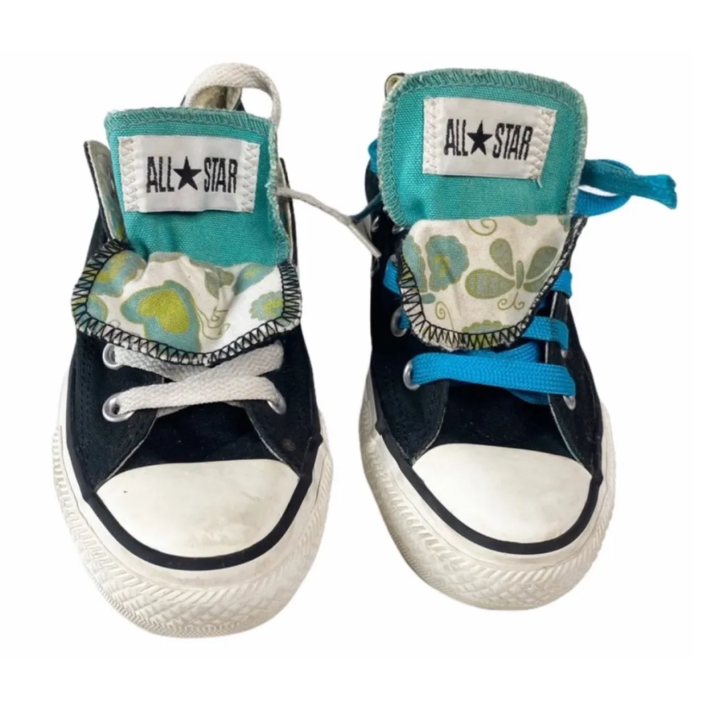 Converse ™️✪ Chuck Ox Double Tongue Sneakers ✪ Paisley Print Lining ✪ Black Teal - Image 3