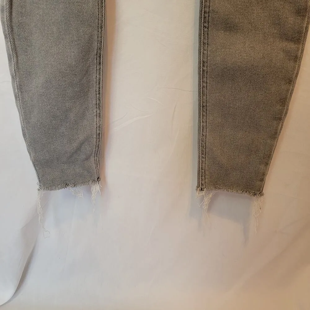 New Look Washed Grey Raw Hem High Waisted Hallie Skinny Jeans Size 4 - Image 6