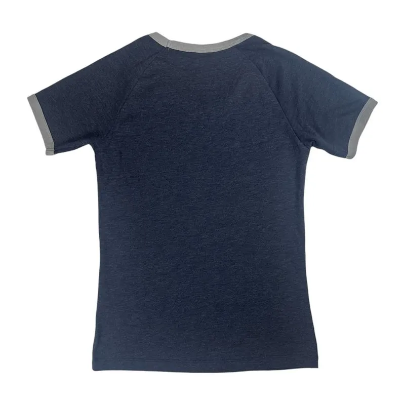 MLB New York Yankees Women's Heather Blue Bi-Blend Ringer T-Shirt, XS - Image 3