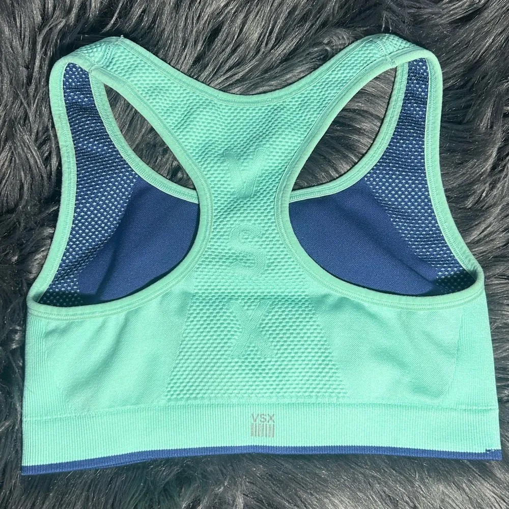 Victoria's Secret VSX Seamless Reversible Sport Bra Blue/Green Sz XS Green - Image 2