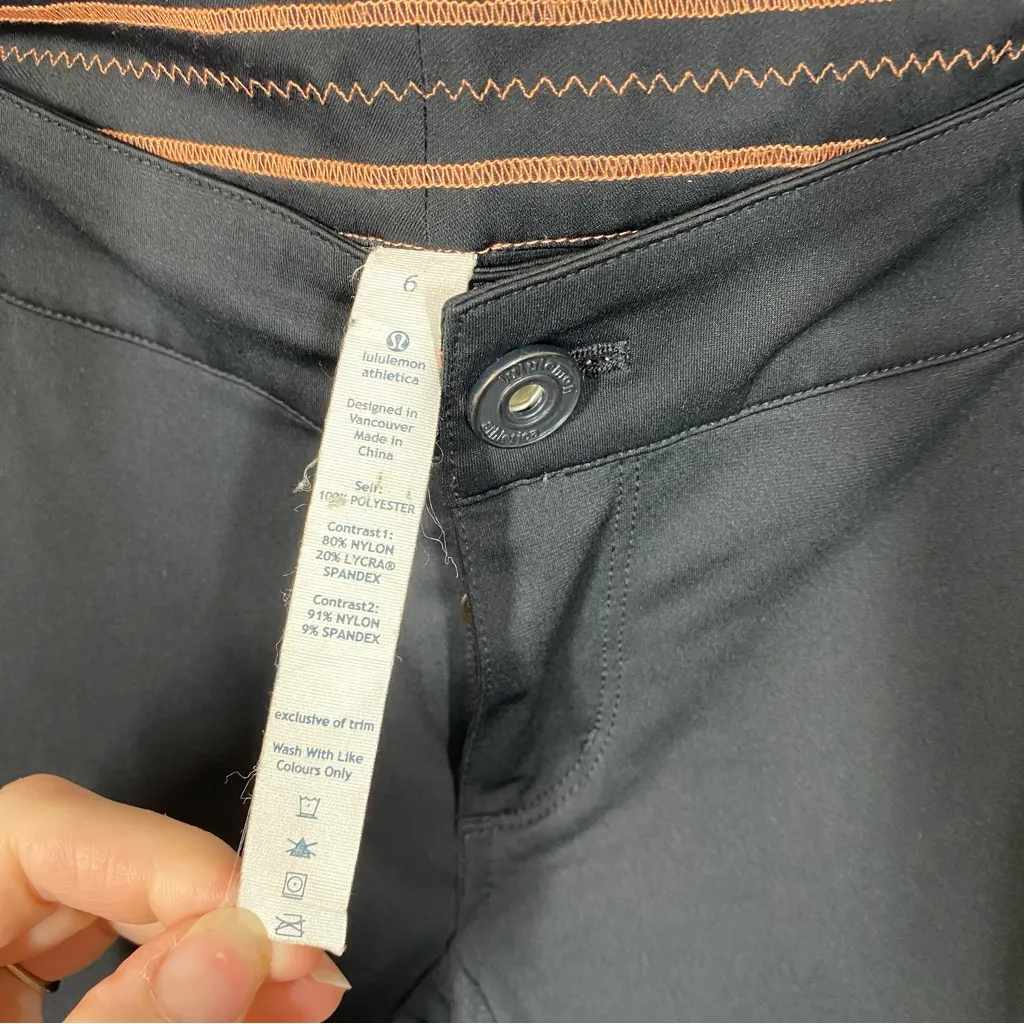 Lululemon "Out and About" Slim leg Pants‎ Size 6 black - Image 4