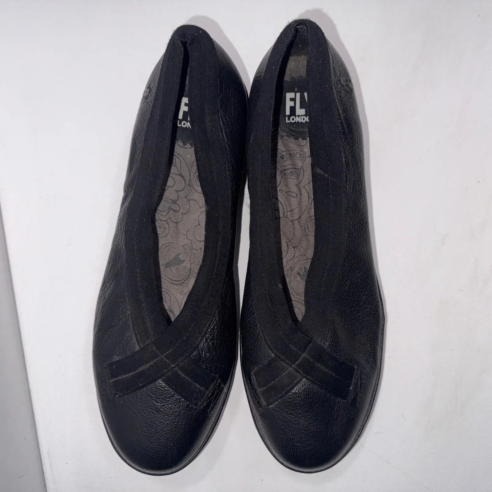 FLY London Bobi Black Leather Slip on Comfort Wedge Platforms Shoe 42 US 11 - Image 3