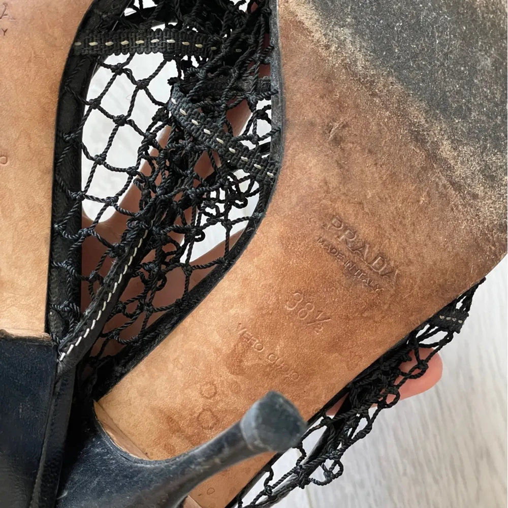 Prada Vintage Heels mesh slip on womens Black (size 38.5) chic designer luxury - Image 6