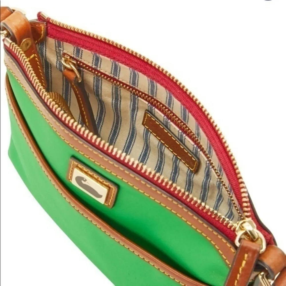 Dooney & Bourke Green Crossbody Bag Leather Trim Zip Top NWT - Image 3