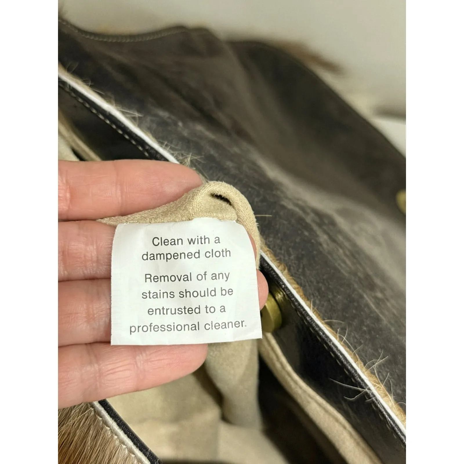 Diane Gail South African Springbok Fur with Leather Trim Crossbody Messenger Bag Brown - Image 11