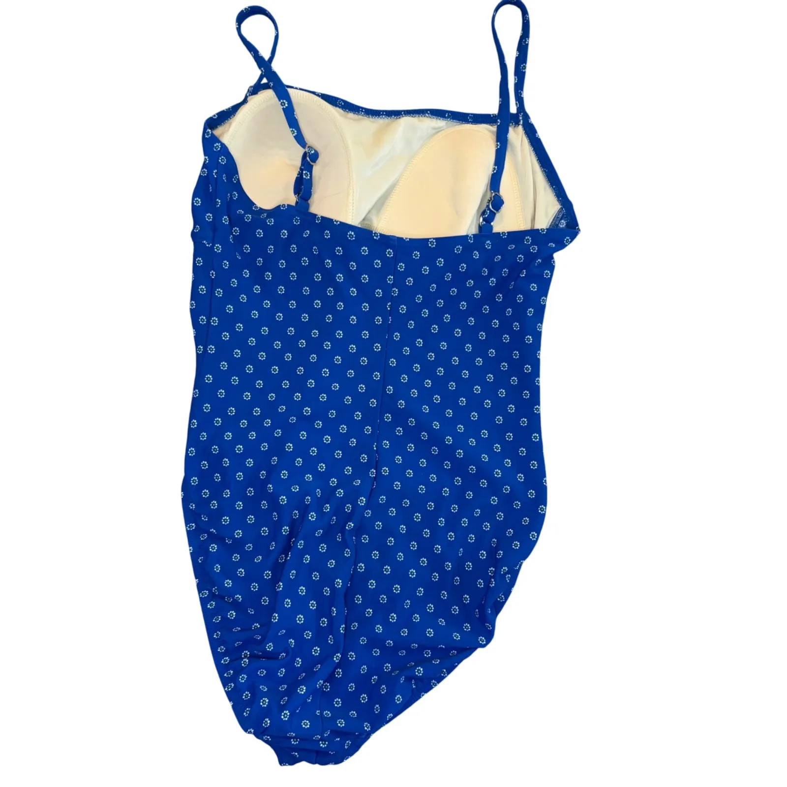 Land's End Blue Floral‎ One Piece Swimsuit Adjustable Straps Padded Cups Size 14 - Image 4