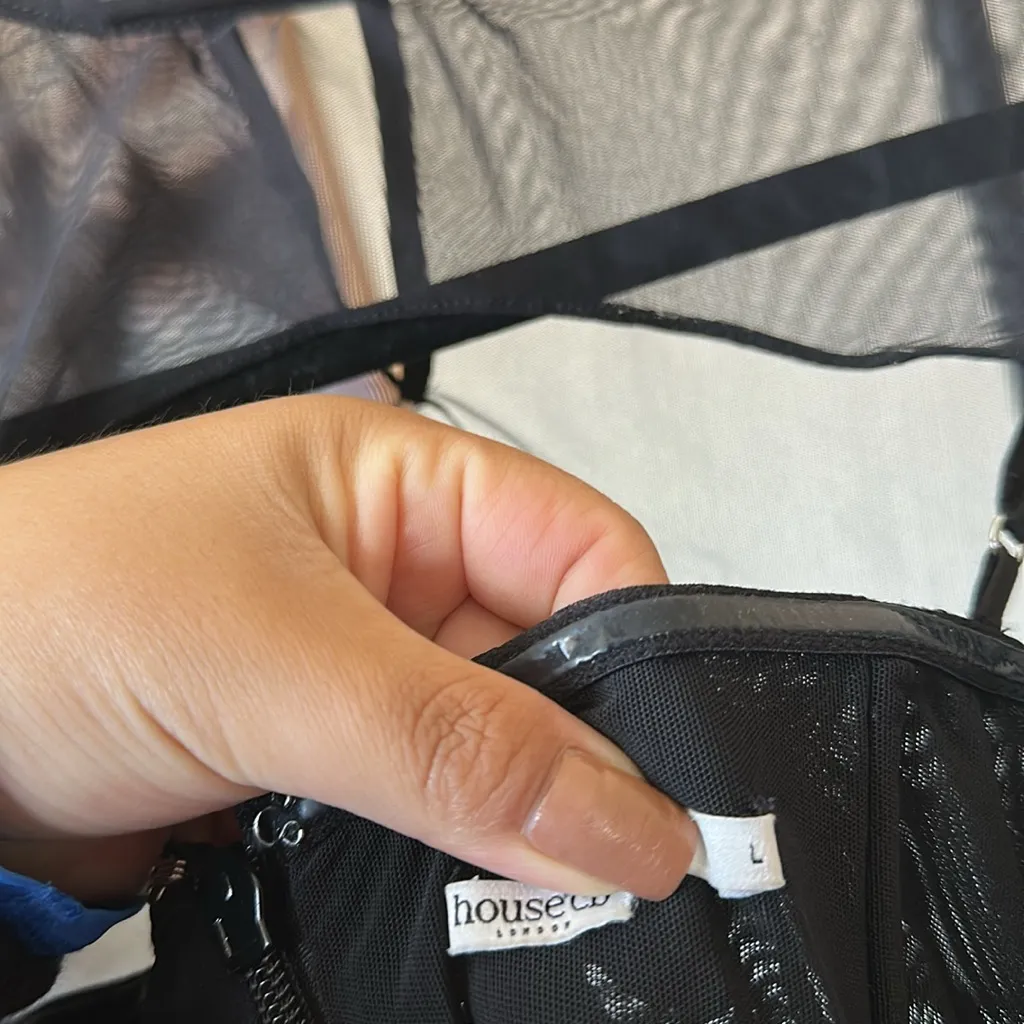 House of CB Cecilia Black Mesh Cutout‎ Mini Dress Size L NWOT - Image 8