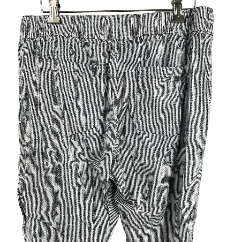 Onia Womens Pant Blue Stripe Linen Blend Summer Beach Travel Refined Lux Medium - Image 3