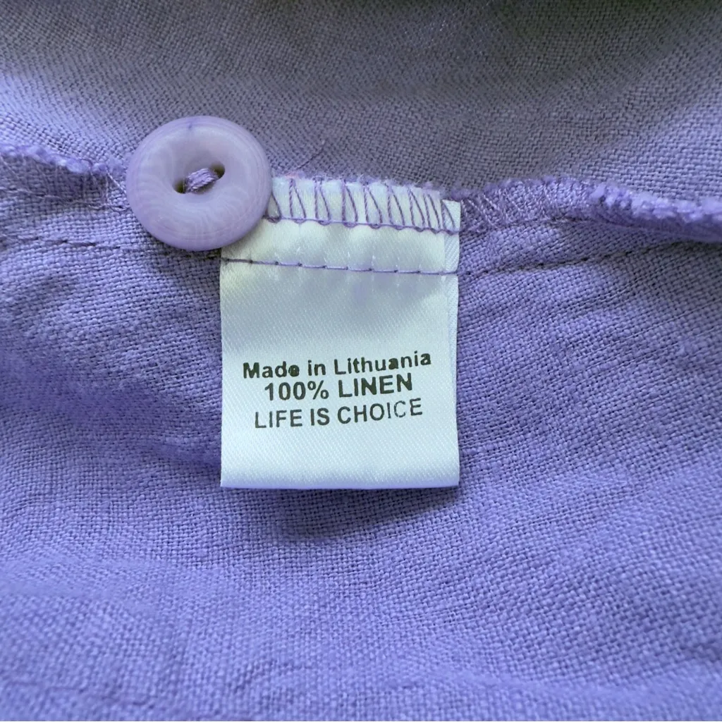 FLAX Purple Size P Lagenlook‎ Long Sleeve Tunic Cardigan Shirt Jacket Linen - Image 6
