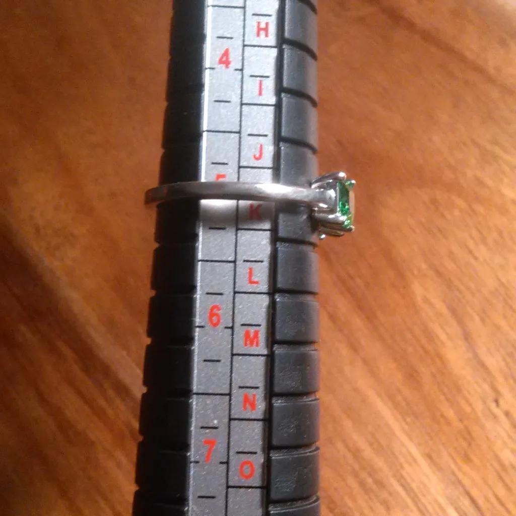 Simulated Green Diamond Five Stone Sterling Silver Ring (Size 5) - Image 4