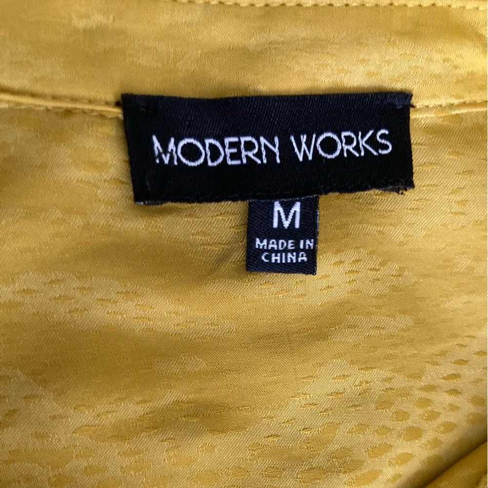 Mustard Yellow Button Down Shirt with Notched Collar Size M - Image 6