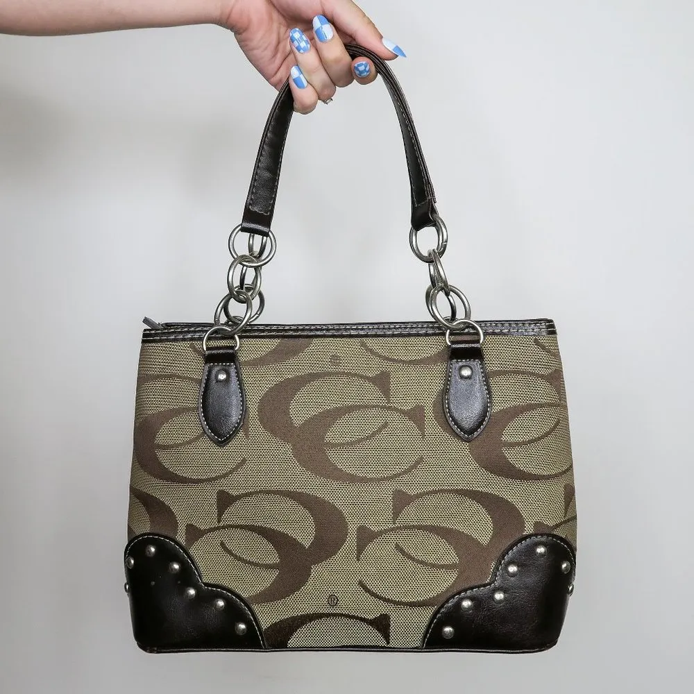 Vintage Y2K Brown CC Logo Shoulder Bag - Image 2