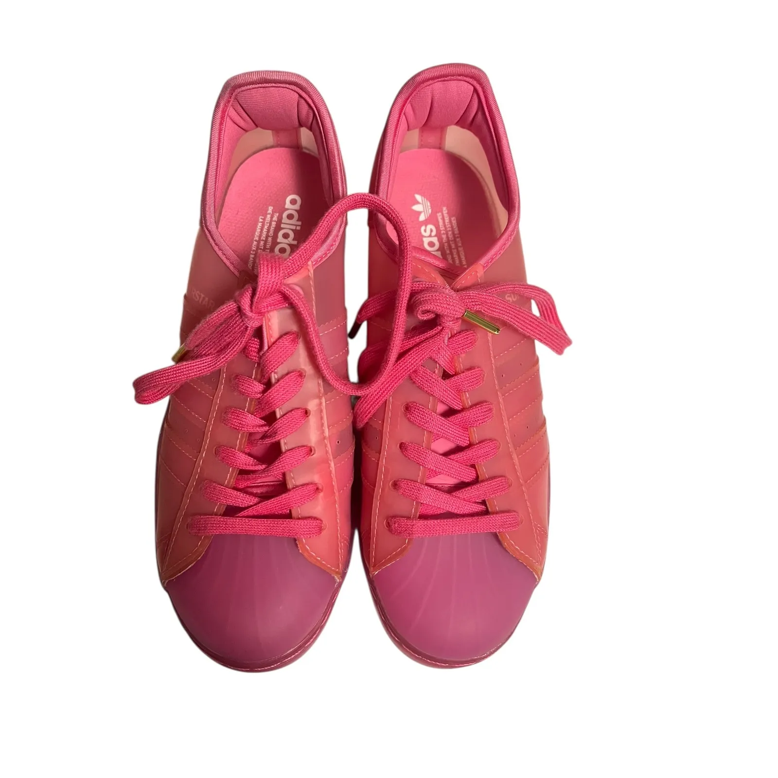 Adidas Superstar Womens 8.5 Pink Frosted Jelly Sole Sneakers Y2K Streetwear 90's - Image 5