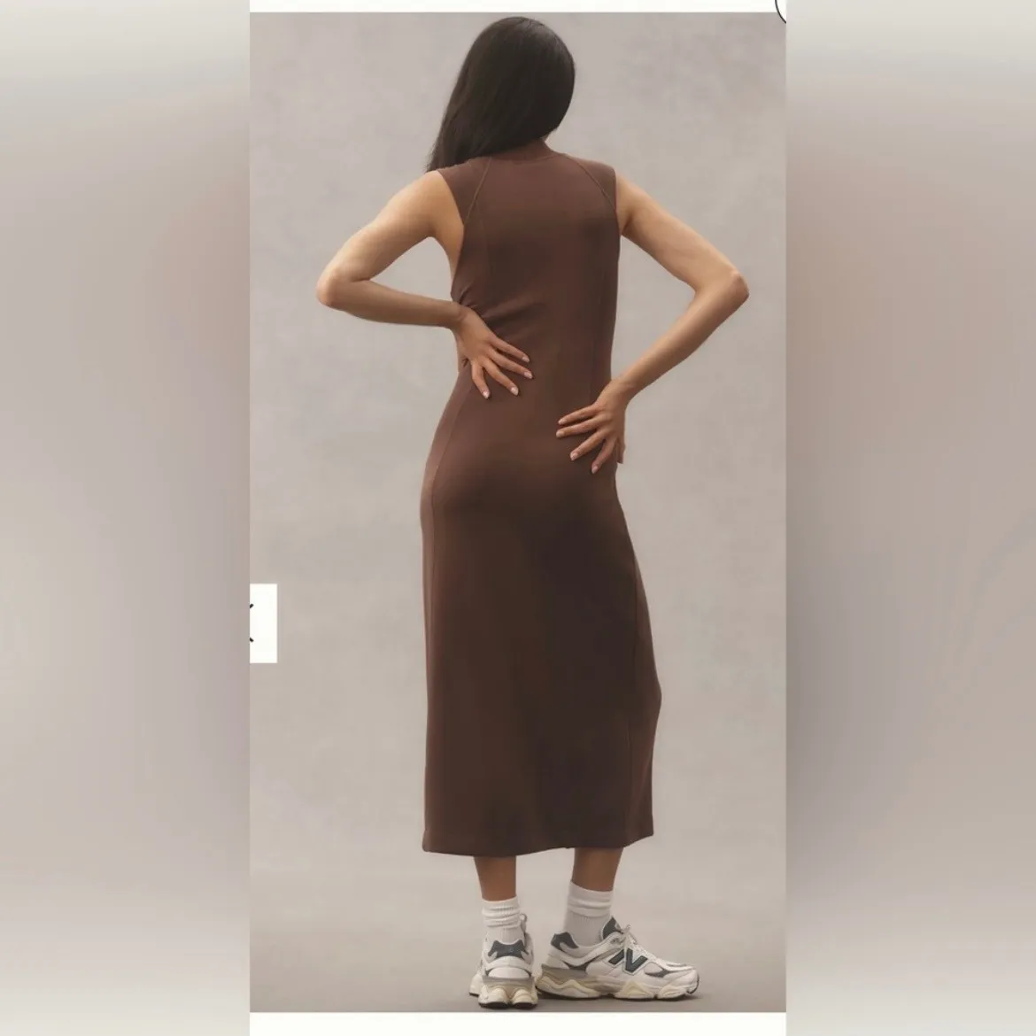 Varley Erin Midi Dress Anthropologie Chestnut Chocolate Brown Size Large - Image 3