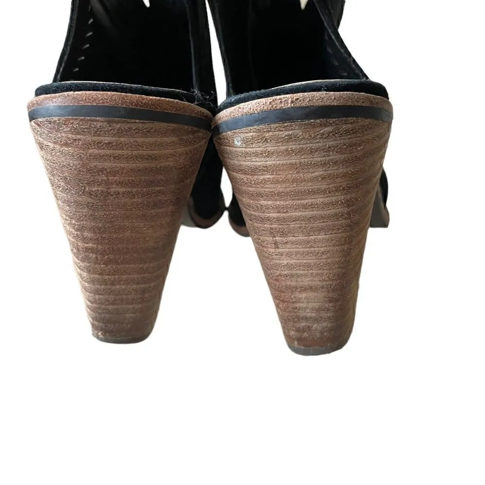 Vince Camuto Peep Toe Stacked Block Heel Faux Suede Sling Back Sandals Size 7.5 - Image 10