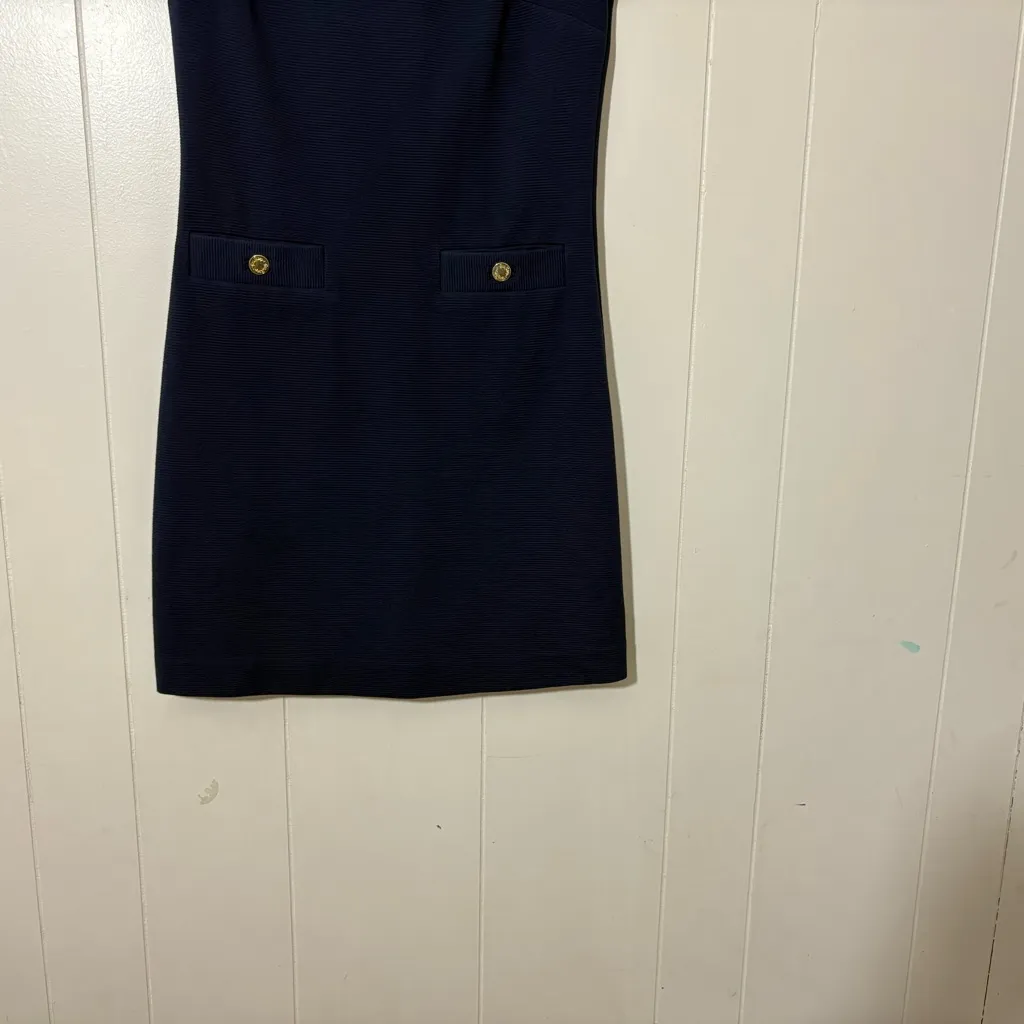 Lilly Pulitzer Layton Shift Dress Navy Blue Short Sleeve Style 82420 Size XS - Image 6