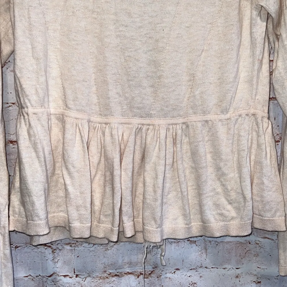 Anthropologie Angel Of The North Sweater Womens Medium Cardigan Cream Tie Front - Image 8